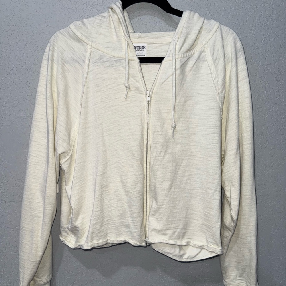 PINK Victoria's Secret Cream Zip-Up Hoodie